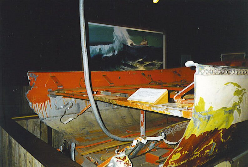 Image of Edmund Fitzgerald lifeboat taken at the Valley Camp Museum Ship in Sault Ste. Marie Michigan