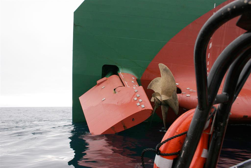 KODIAK, Alaska (July 26, 2006)--The Singapore flagged vessel Cougar Ace remains disabled and listing at 90 degrees 230 miles south of the Aleutian Islands. U.S COAST GUARD PHOTO