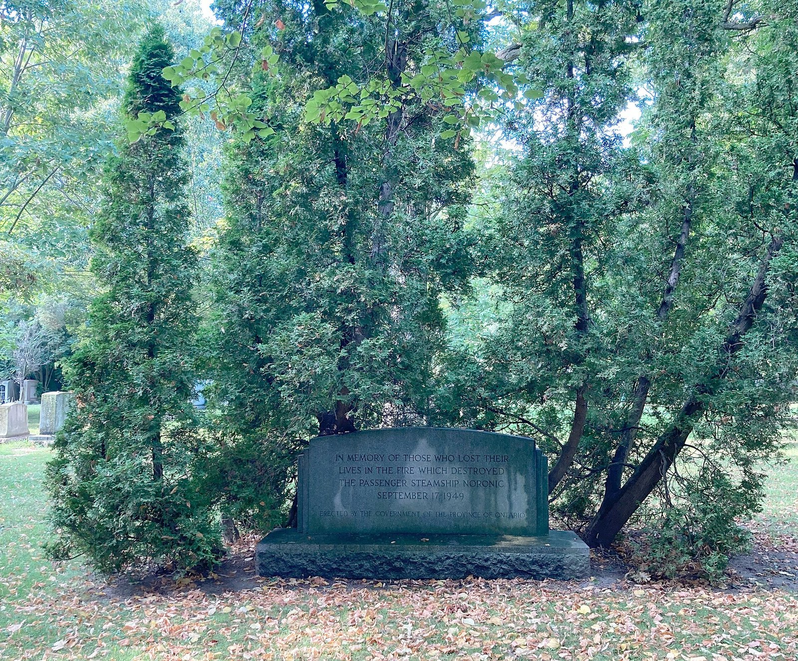 SS Noronic memorial at Mount Pleasant Cemetery, Toronto